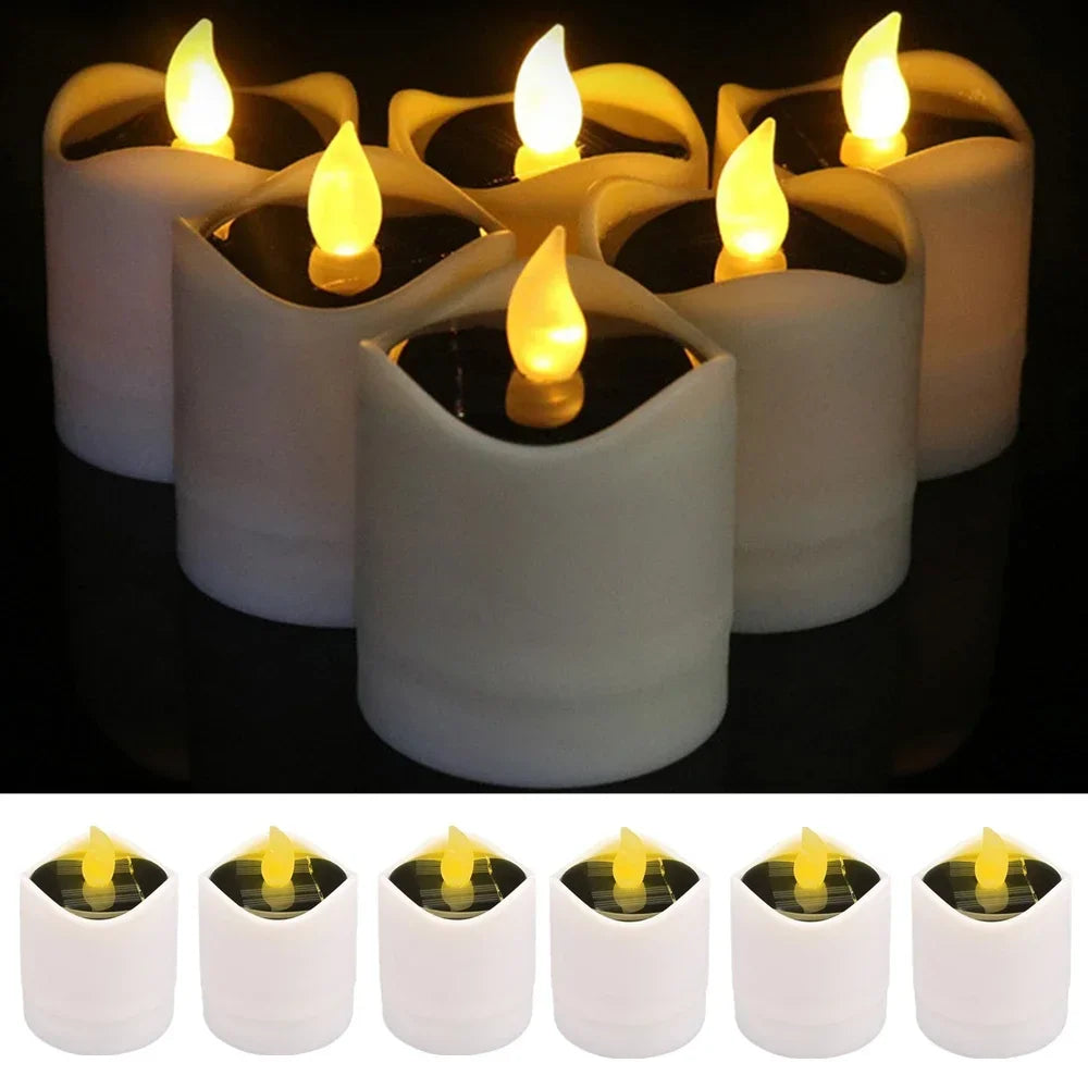 Solar 6Pcs Candle Tea light Flickering Flameless