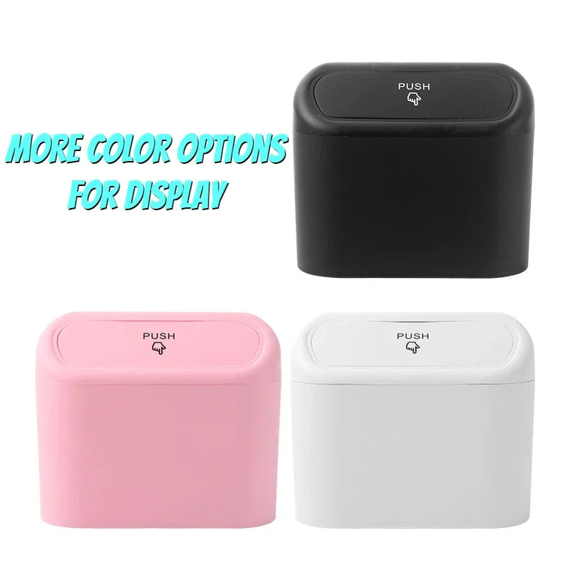 Car Interior Storage Case Trash Bin Push Can Mini Tray Dustbin Garbage Box Door Seat Clip Stand Holder Automotive Accessories