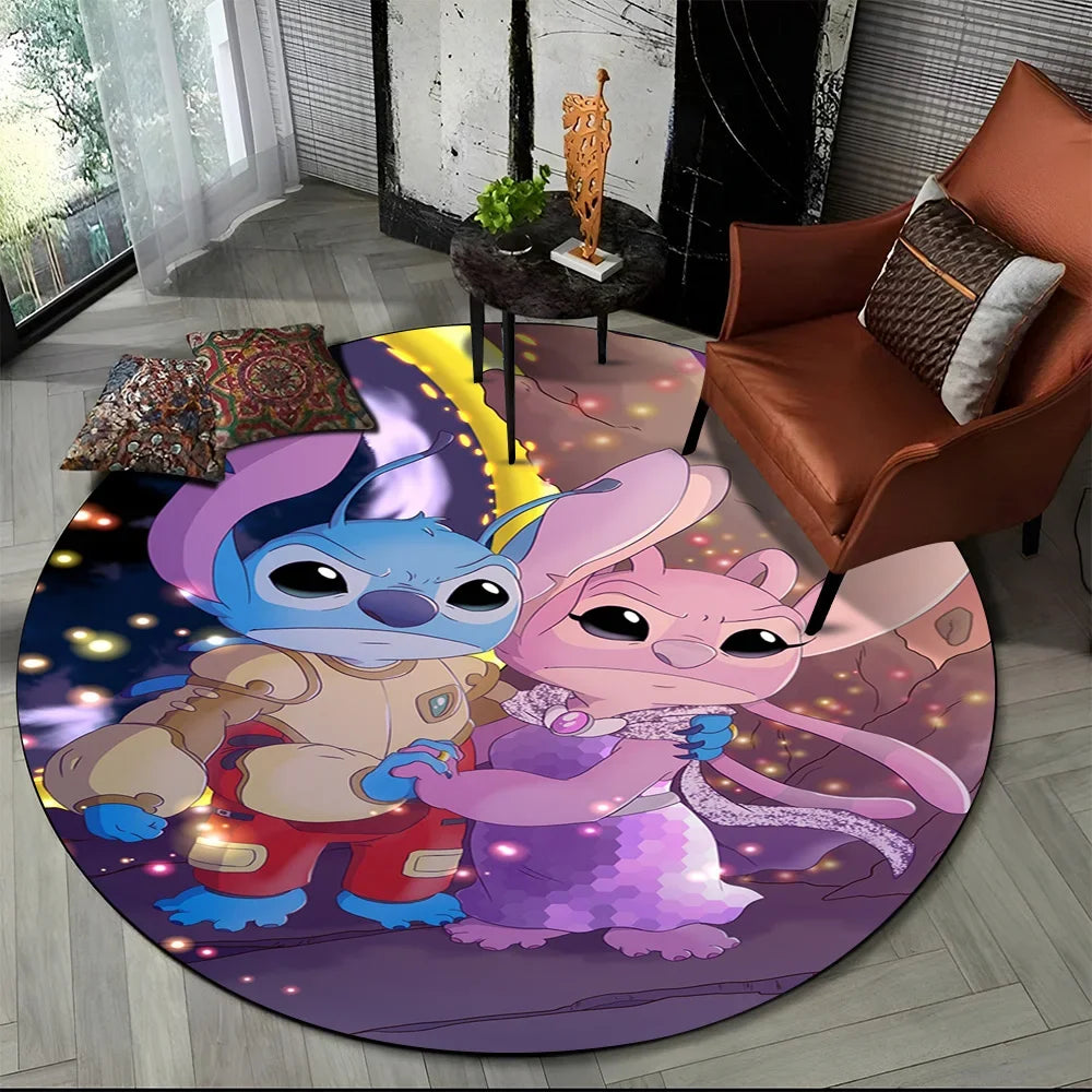 26 Style Cute Stitch Disney Cartoon Round Area Rug, Carpet Floor Mat