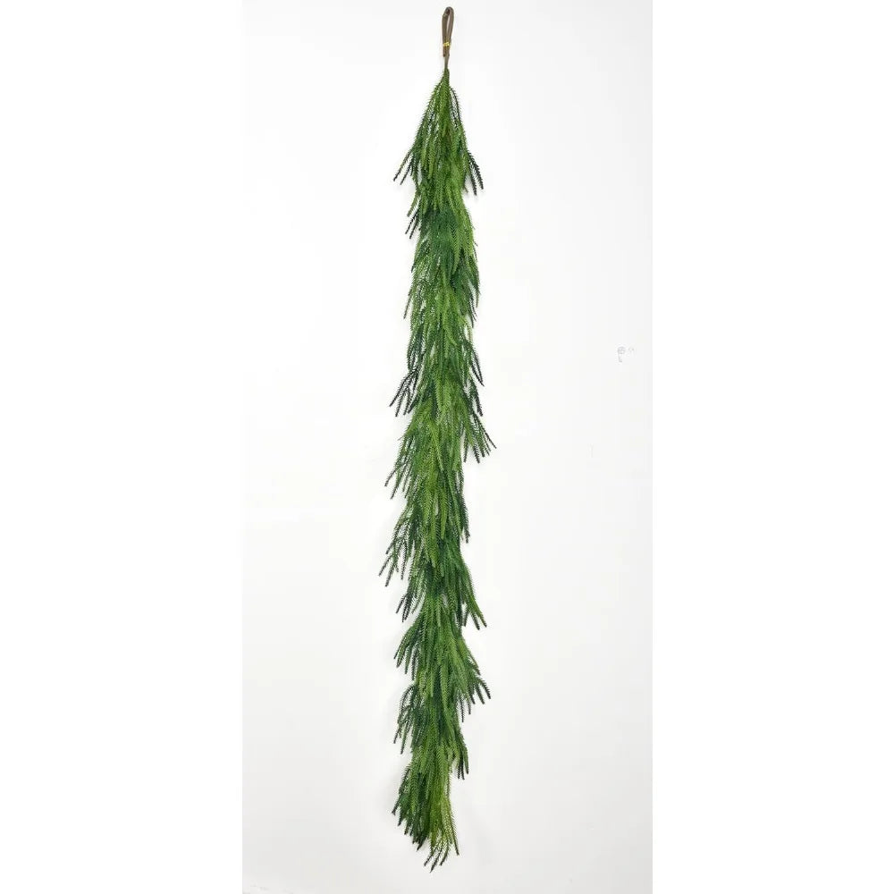 12FTx2 Christmas Norfolk Songhua Ring artificial imitation green flower wreath, Christmas indoor fireplace decoration