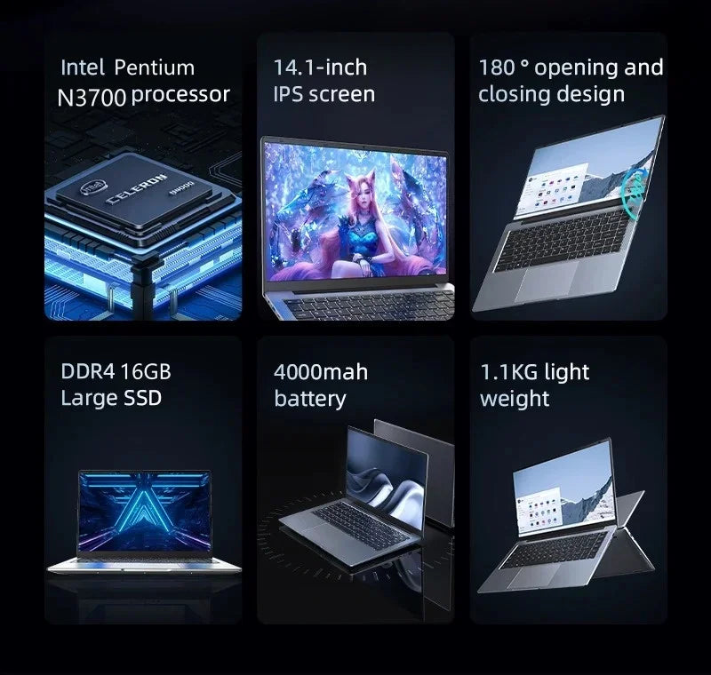 2024 New Laptop Computer Windows 11 Pro Ultra Slim Notebook