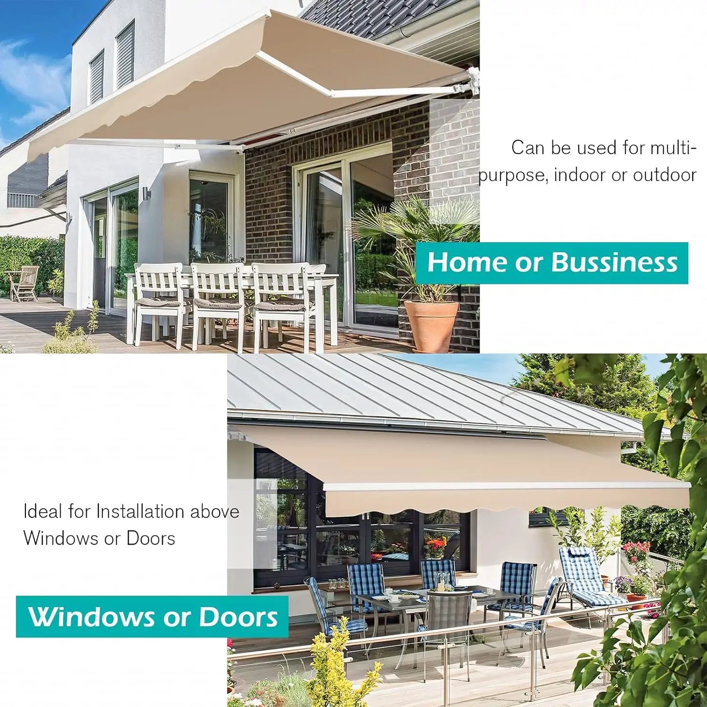 Retractable Awning Sun Shade Awning Cover Outdoor Patio Canopy