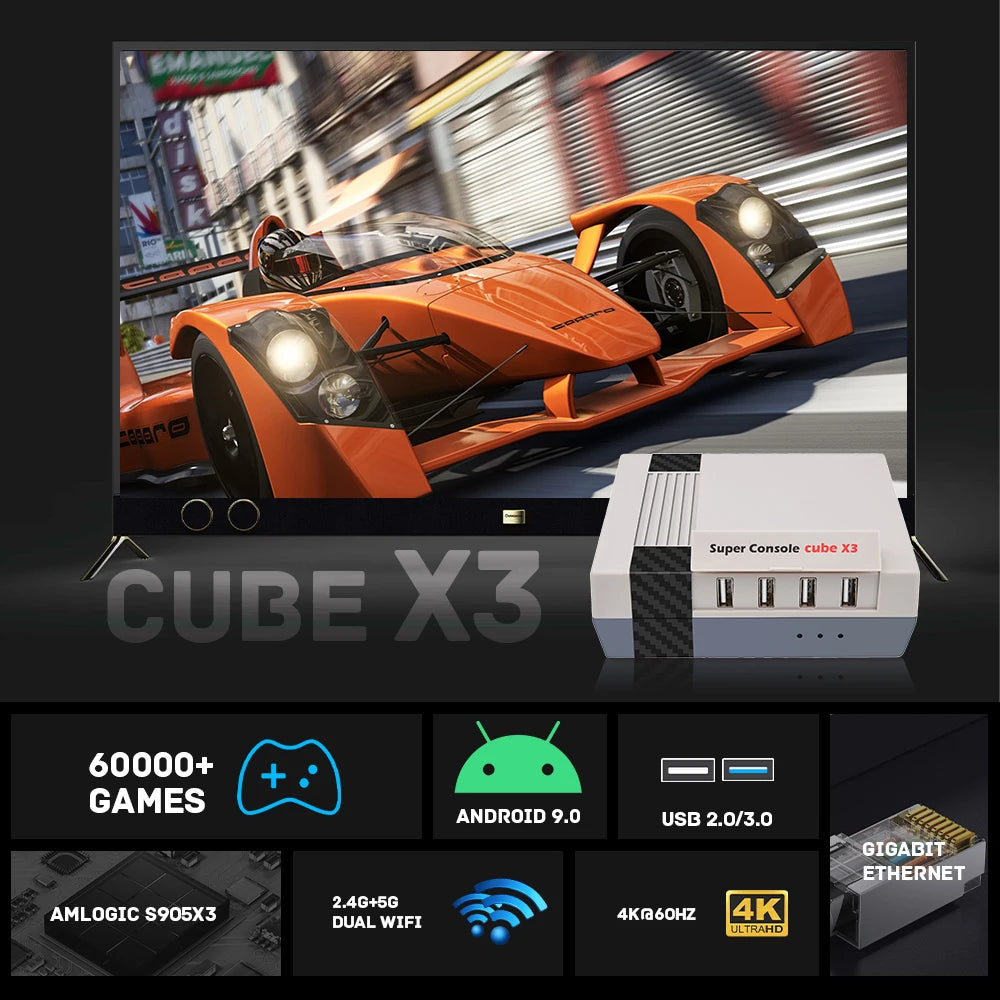 Retro Super Console CUBE X3 Has 60000+ Games Plug And Play