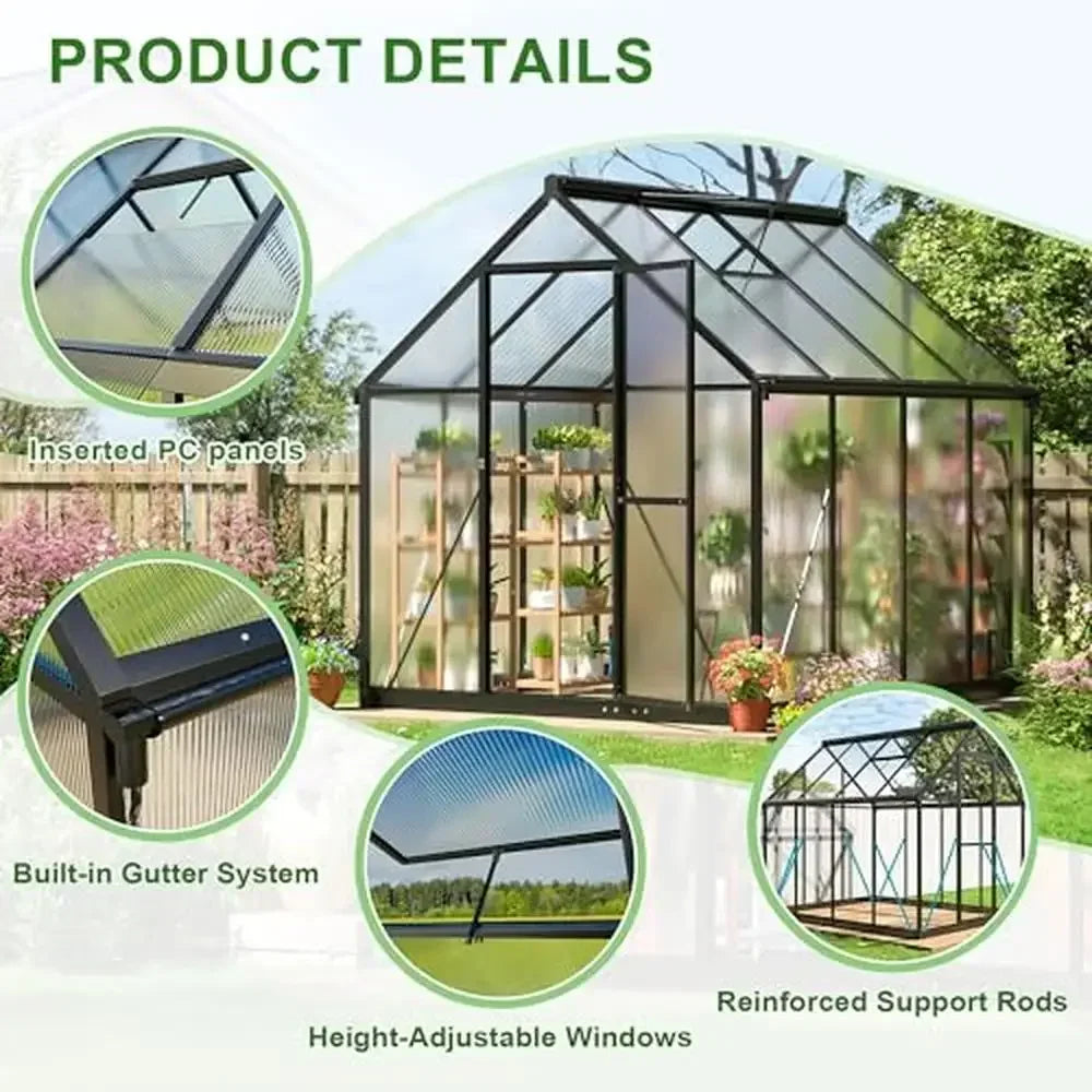 Aluminum Polycarbonate Greenhouse Walk-in Outdoor Garden Kit