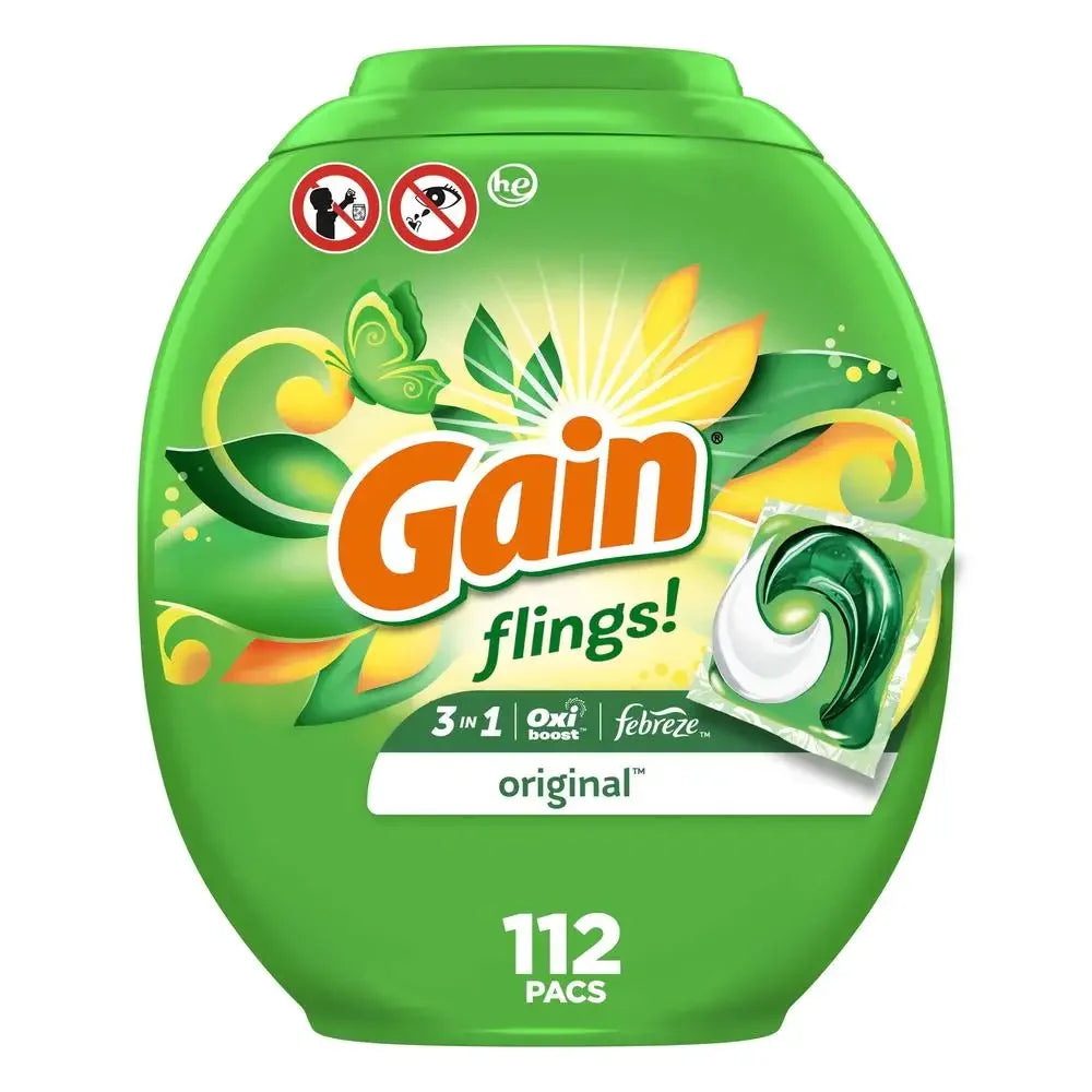 Original Gain Flings Laundry Detergent Packs 112 Count High Efficiency Pods