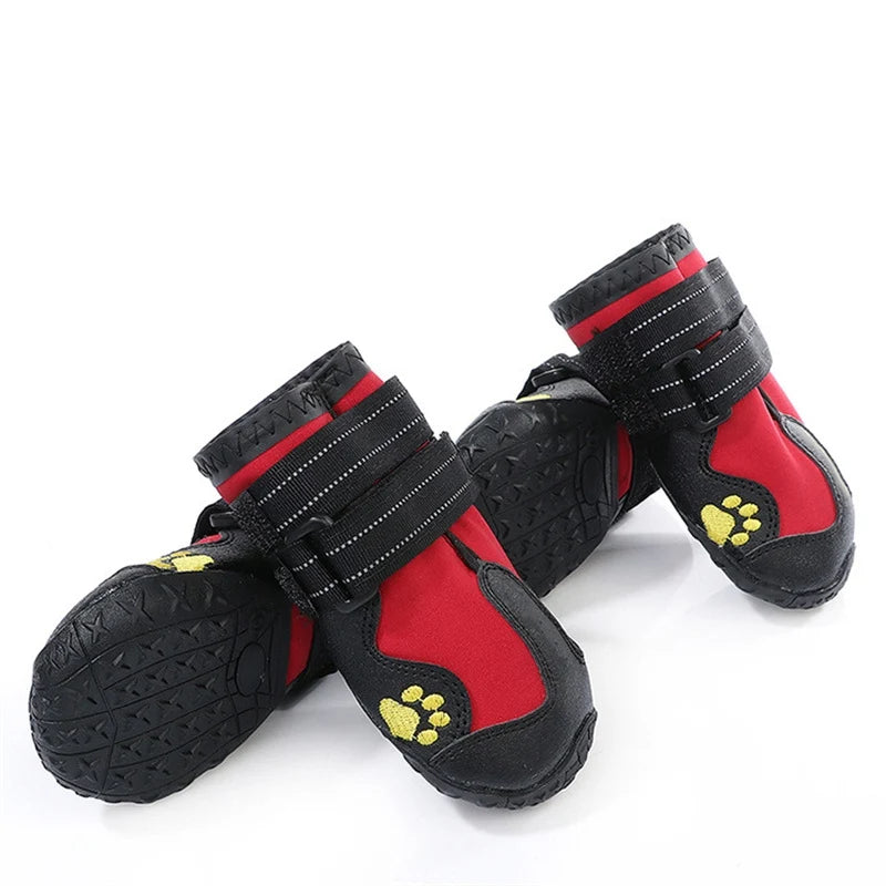 Waterproof Dog Boots Warm Snow 4pcs/set Pet Dog Shoes Reflective Rain Pets Booties Anti-slip Socks Footwear For Medium Large Dog