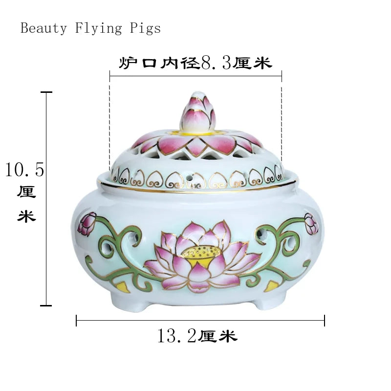 Ceramic Relief Lotus  Incense Cleaning Stove