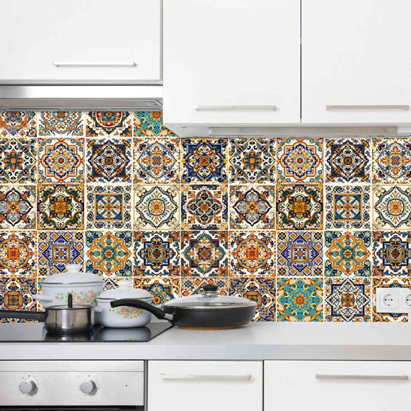 24PCS Moroccan Style Tile Sticker Removable Decals Backsplash