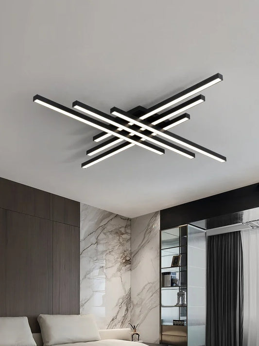 Black Chandelier Square LED Ceiling Lamp Strip Lights