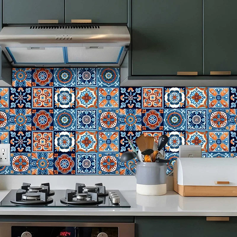 24PCS Moroccan Style Tile Sticker Removable Decals Backsplash