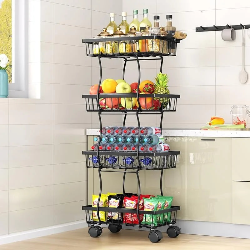 Stackable Fruit and Vegetable Wire Basket with Wheels