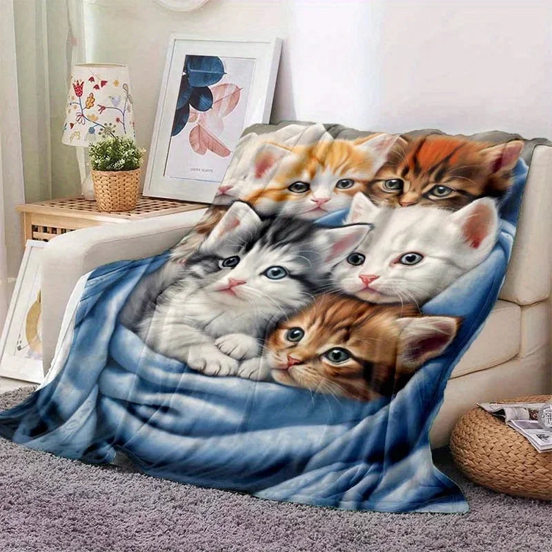 Lightweight Flannel  Cat Blanket