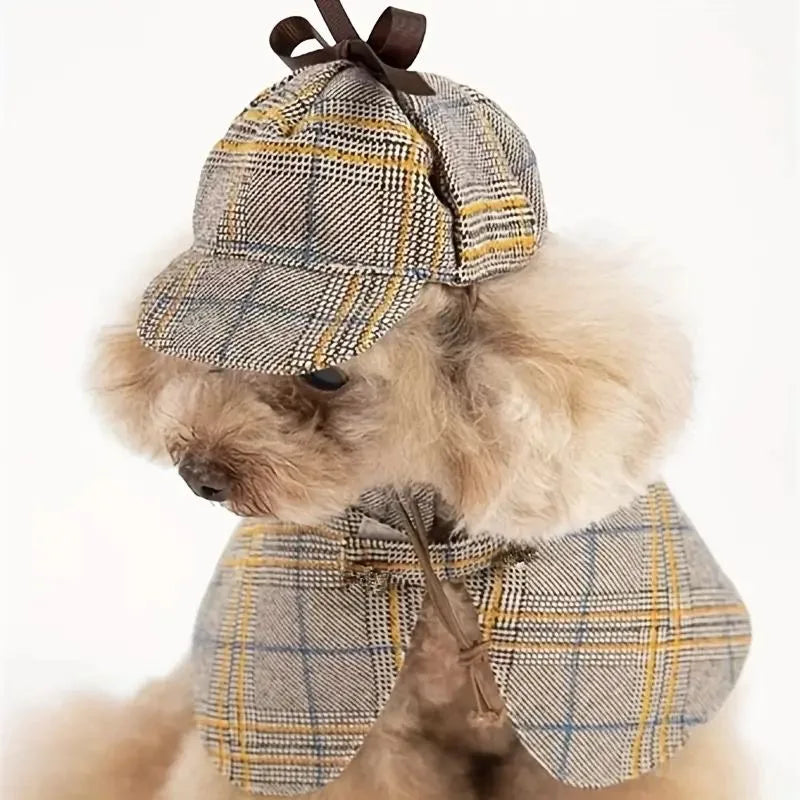 Charming Pet Detective Costume Set - British Style Dog & Cat CapeWith Hat