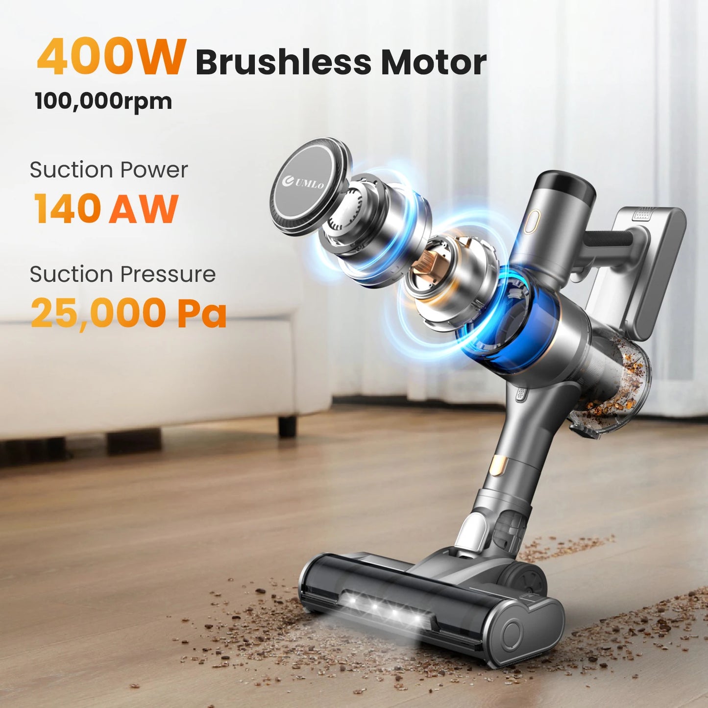 Stick Cordless Vacuum Cleaner, up to 55mins Runtime