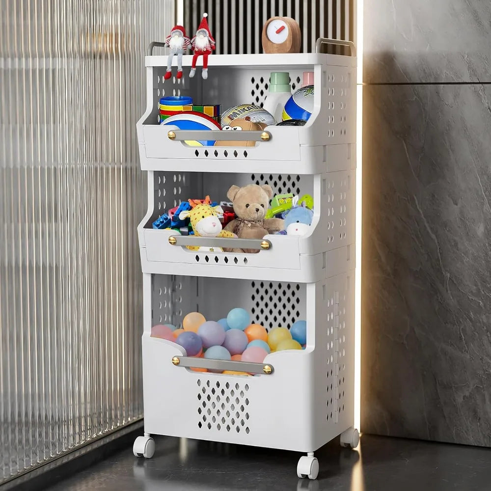 Rolling Folding Laundry Hamper Stackable Storage Bins