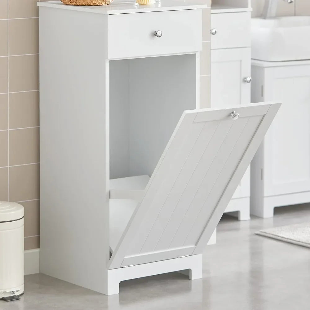 Tilt-Out Laundry Hamper, Bathroom Storage Cabinet with Drawer