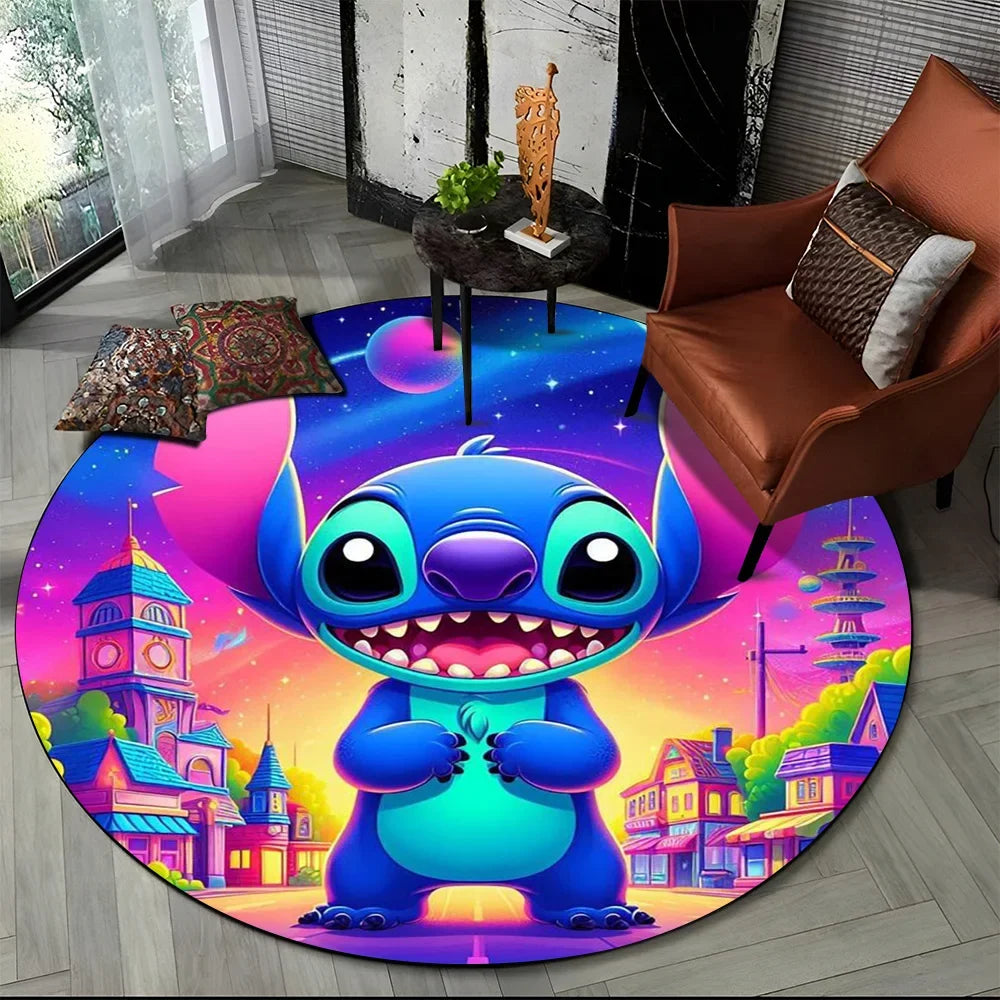 26 Style Cute Stitch Disney Cartoon Round Area Rug, Carpet Floor Mat