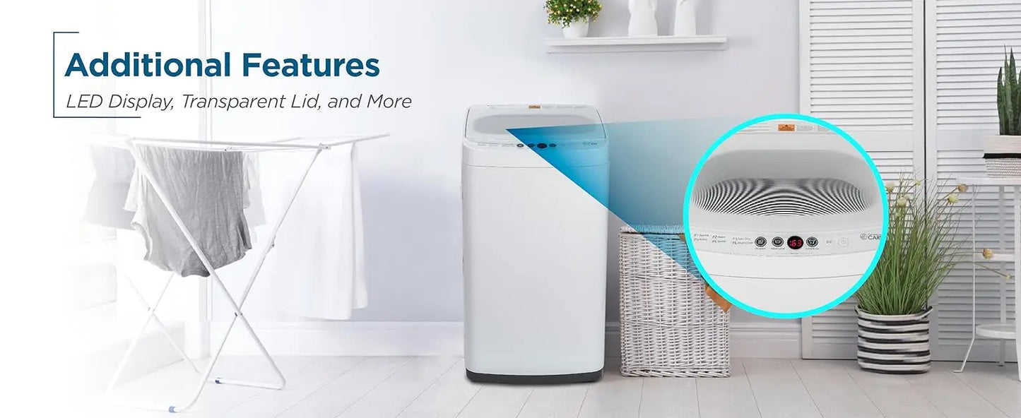 0.9 Cu. Ft. Portable Washing Machine with 6 Wash Cycles Featuring 3 Water Levels