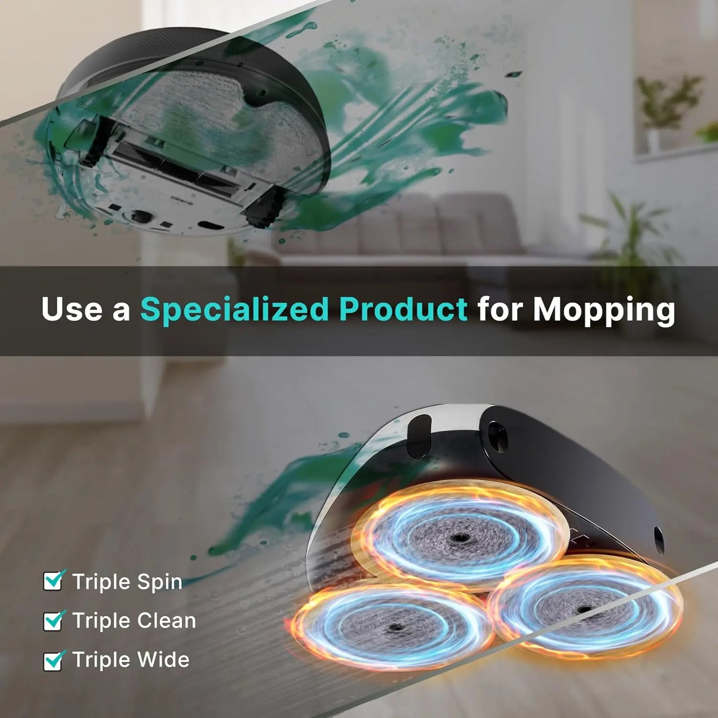 Three-Spin Ultra Quiet Smart Mopping Robot Cleaner Only