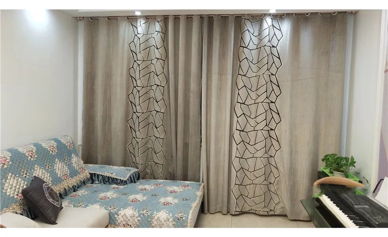 Europe American Luxury Geometric Curtains for Living Dining Room Bedroom