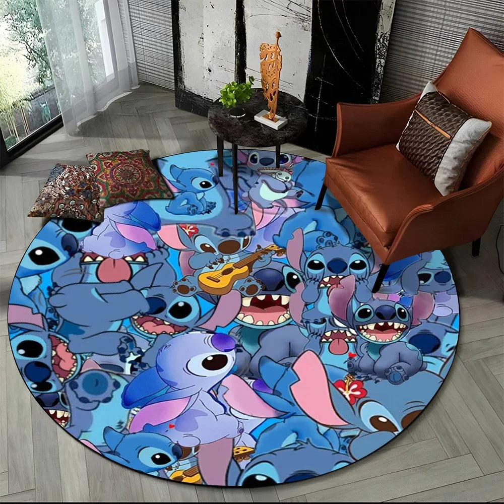 26 Style Cute Stitch Disney Cartoon Round Area Rug, Carpet Floor Mat