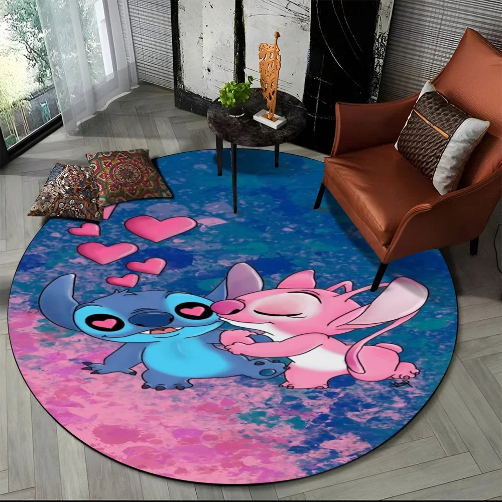 26 Style Cute Stitch Disney Cartoon Round Area Rug, Carpet Floor Mat