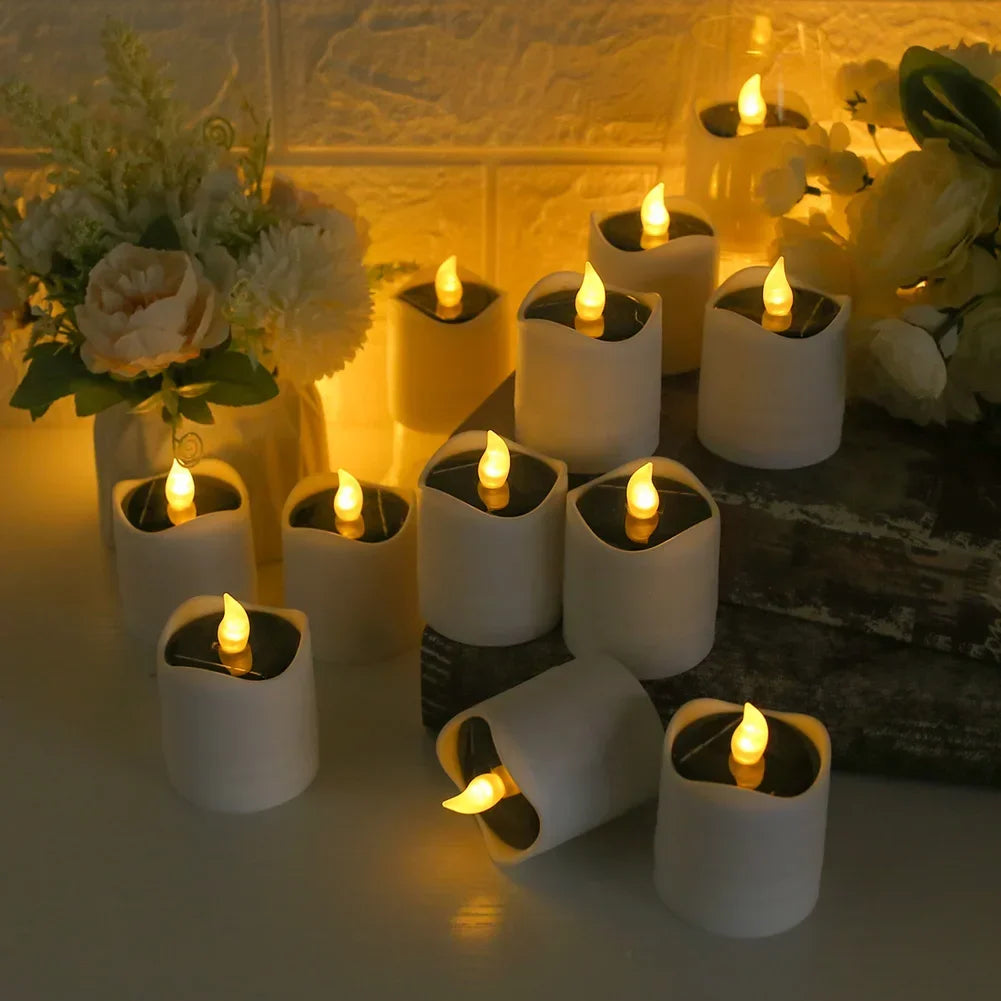 Solar 6Pcs Candle Tea light Flickering Flameless