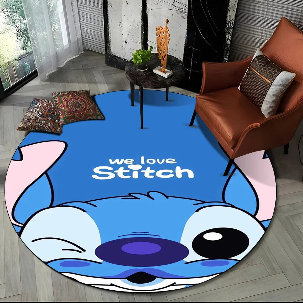 26 Style Cute Stitch Disney Cartoon Round Area Rug, Carpet Floor Mat