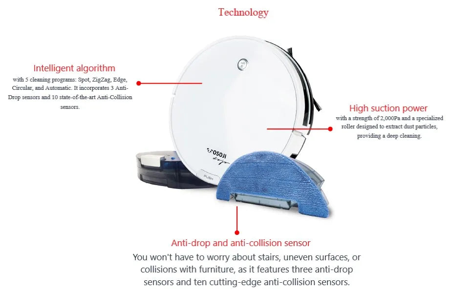 Vacuum Cleaner and Mop Combo Robotic Mopping WiFi Connection