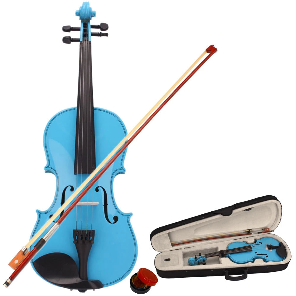 4/4 Acoustic Violin Case Bow Rosin Sky Blue