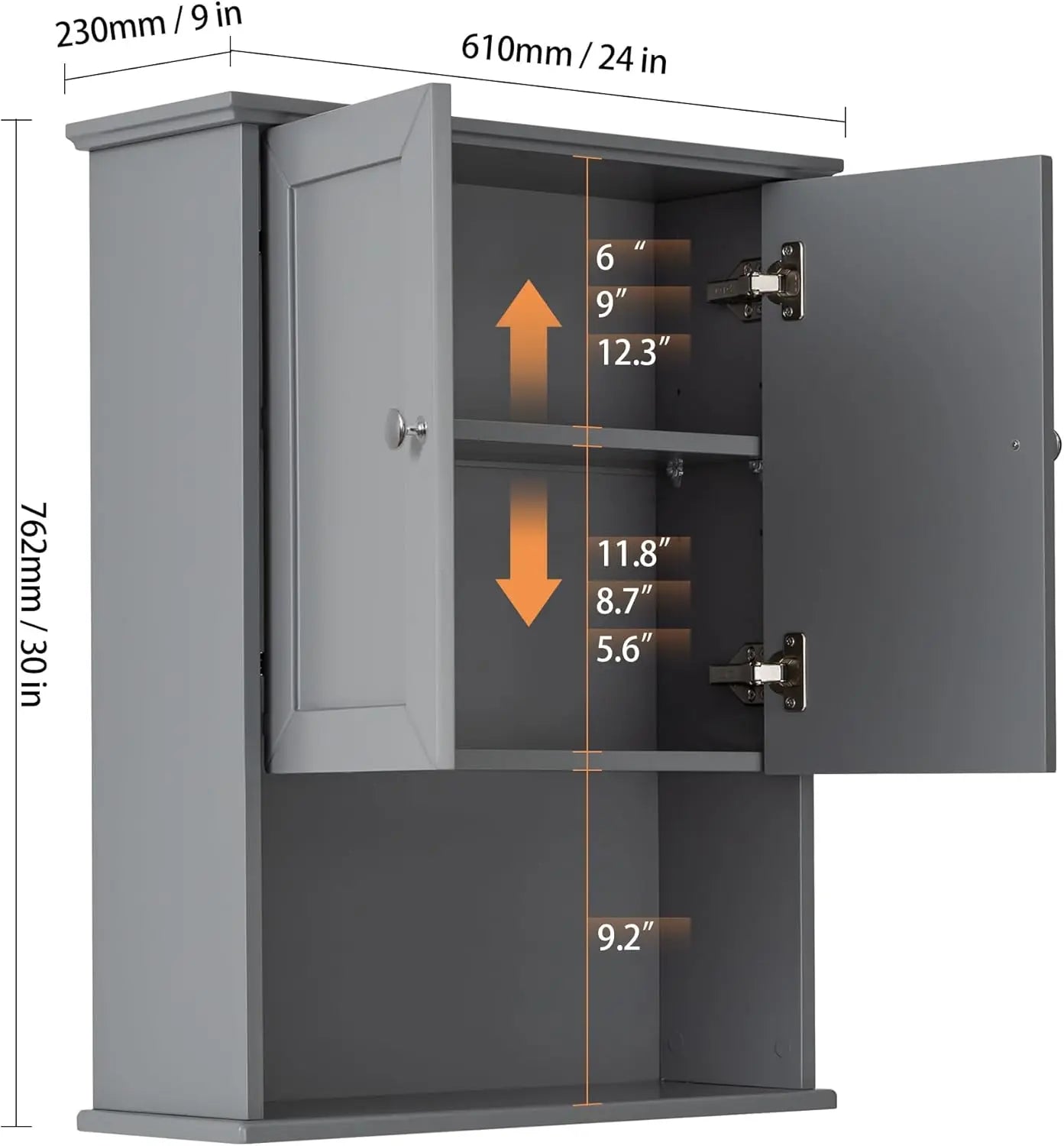 Wooden Over Toilet Storage Cabinet with 2 Doors,