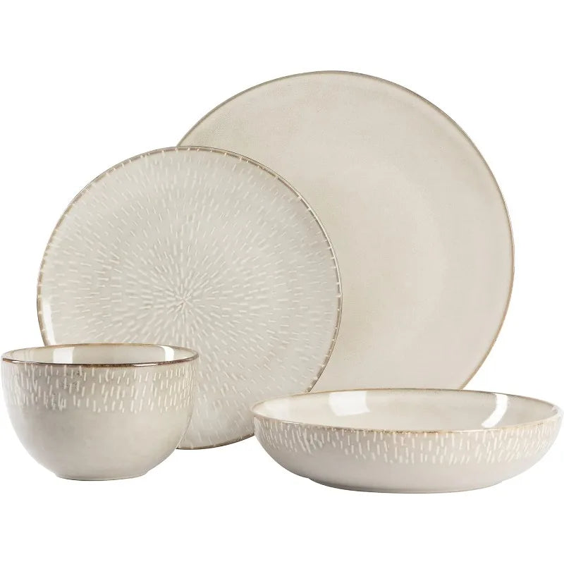 Double Bowl Dinnerware Set, Service for 4