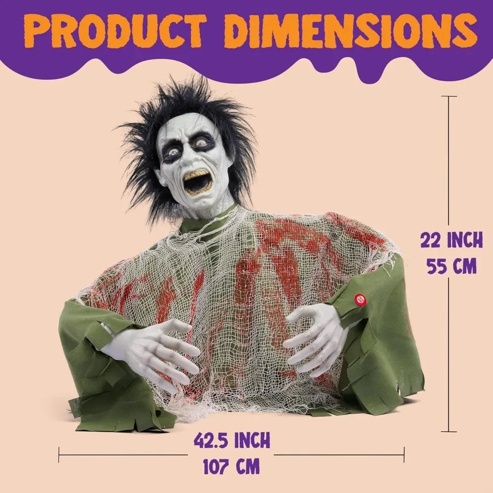 Halloween  Movable Zombie with Scary Sound and Glowing LED Eyes,