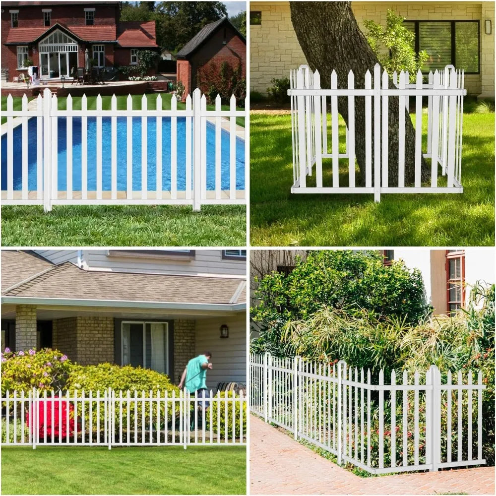 Garden Fence, No Dig White Vinyl Picket Patio Garden Fence