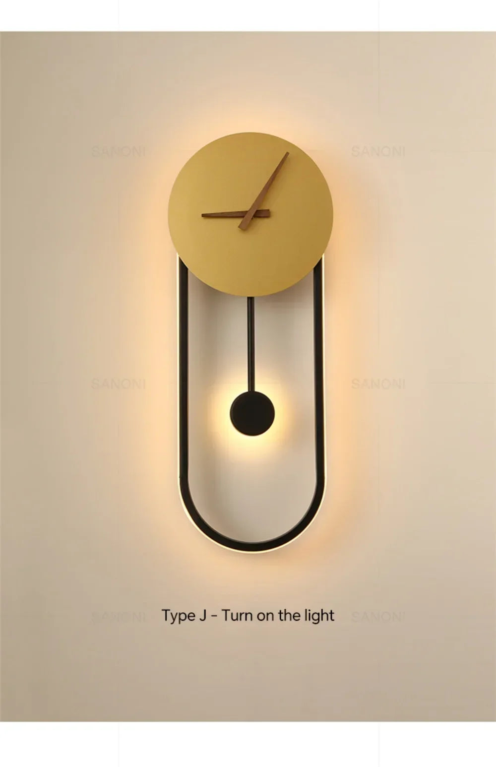 Modern LED Clock Wall Lamp for Bedroom Living Dining Room Aisle Porch