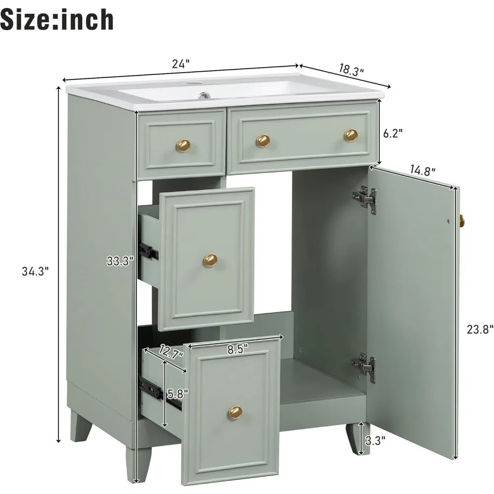 Bathroom Vanity with Sink with Two Drawers One Door