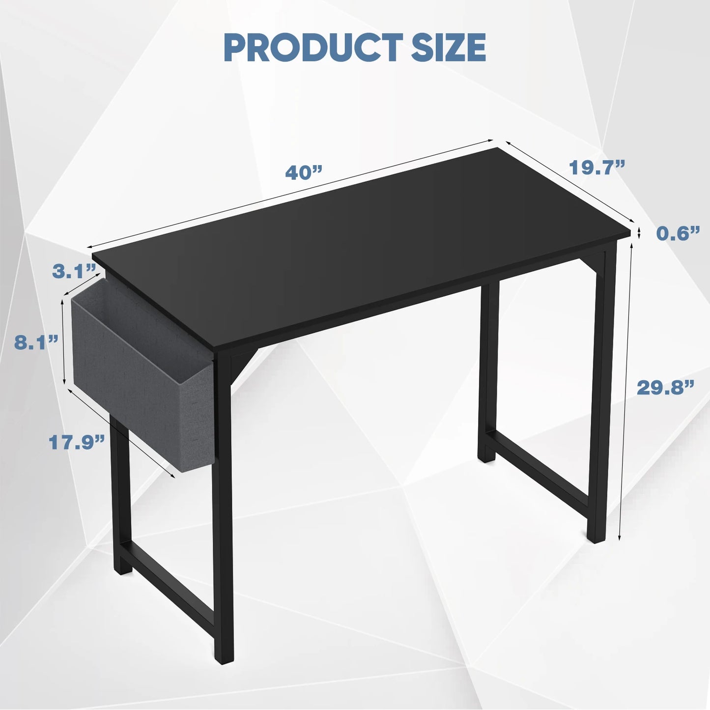 Writing Study Office Table  with Side Bag Headphone Hook