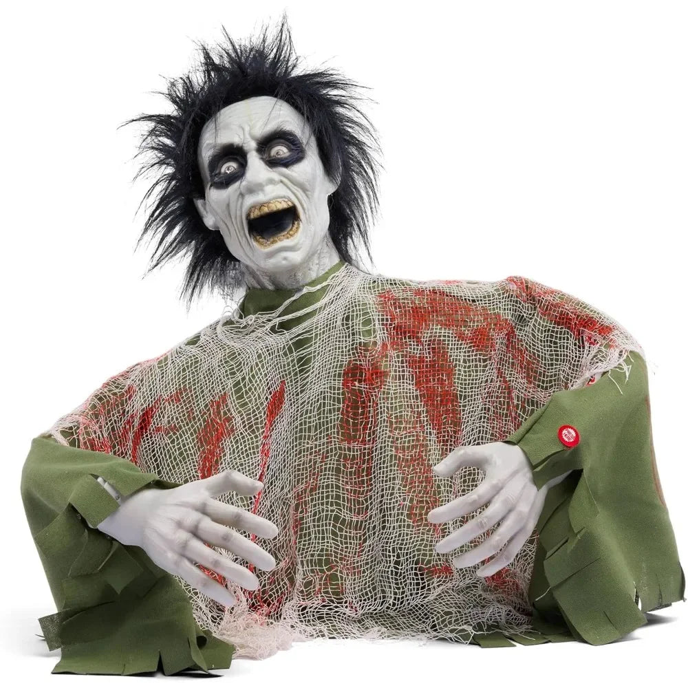 Halloween  Movable Zombie with Scary Sound and Glowing LED Eyes,