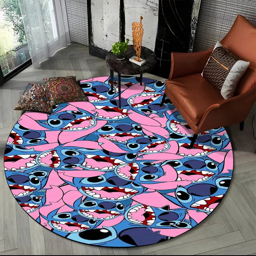 26 Style Cute Stitch Disney Cartoon Round Area Rug, Carpet Floor Mat