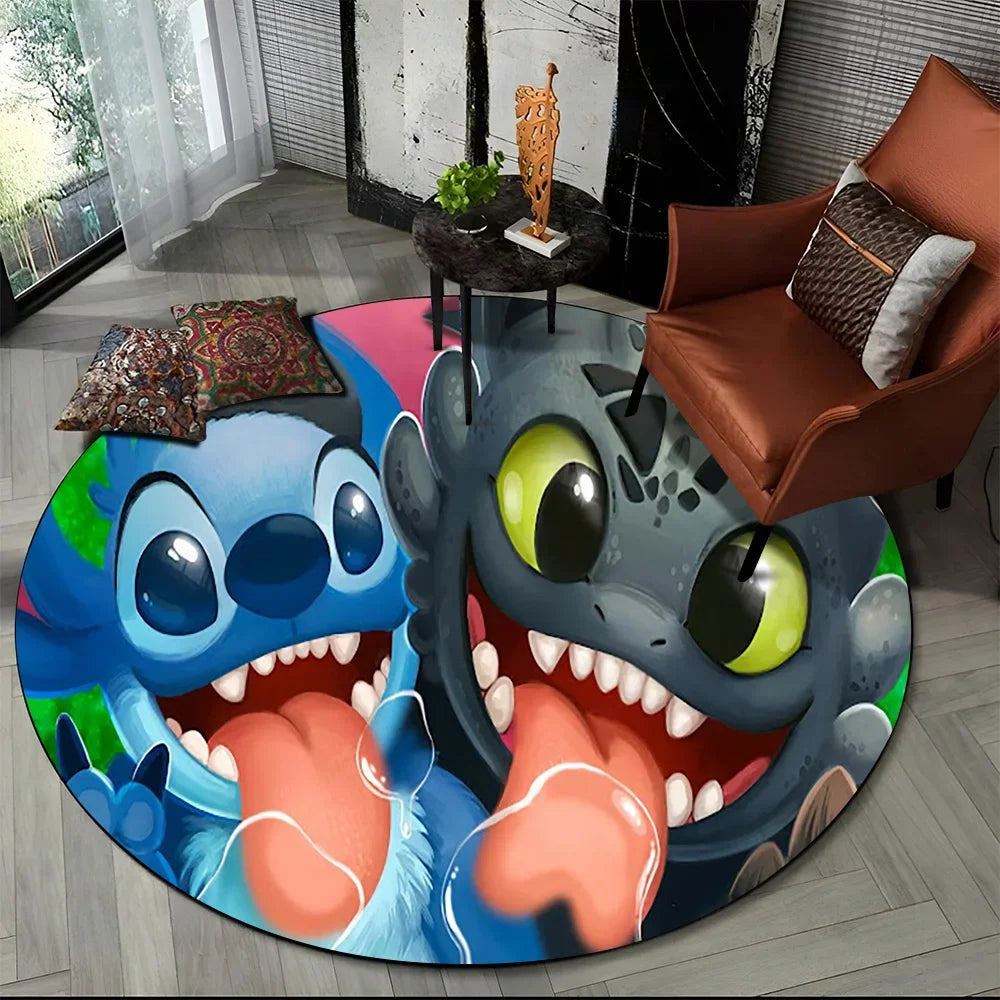 26 Style Cute Stitch Disney Cartoon Round Area Rug, Carpet Floor Mat