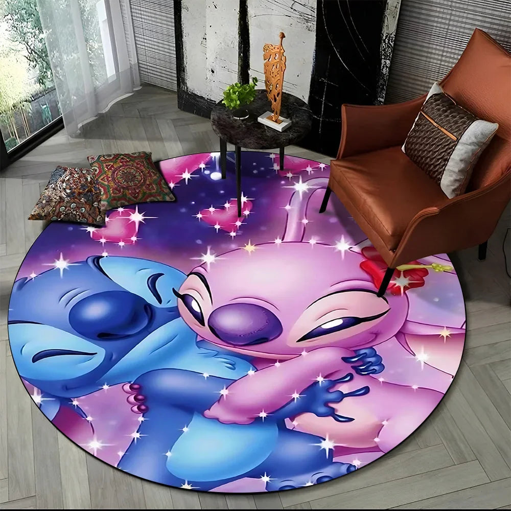 26 Style Cute Stitch Disney Cartoon Round Area Rug, Carpet Floor Mat