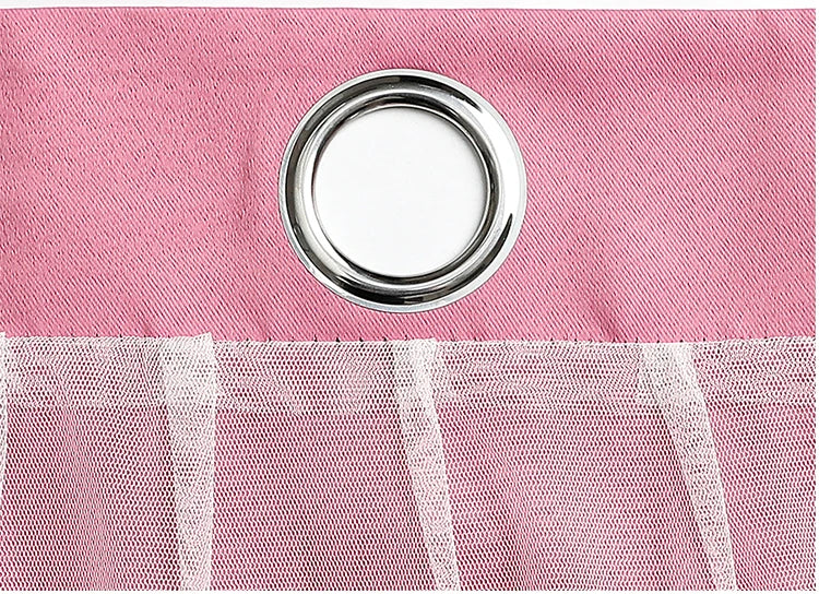 Girls Bedroom High Blackout Curtains Grommet Double Layer Sheer Overlay