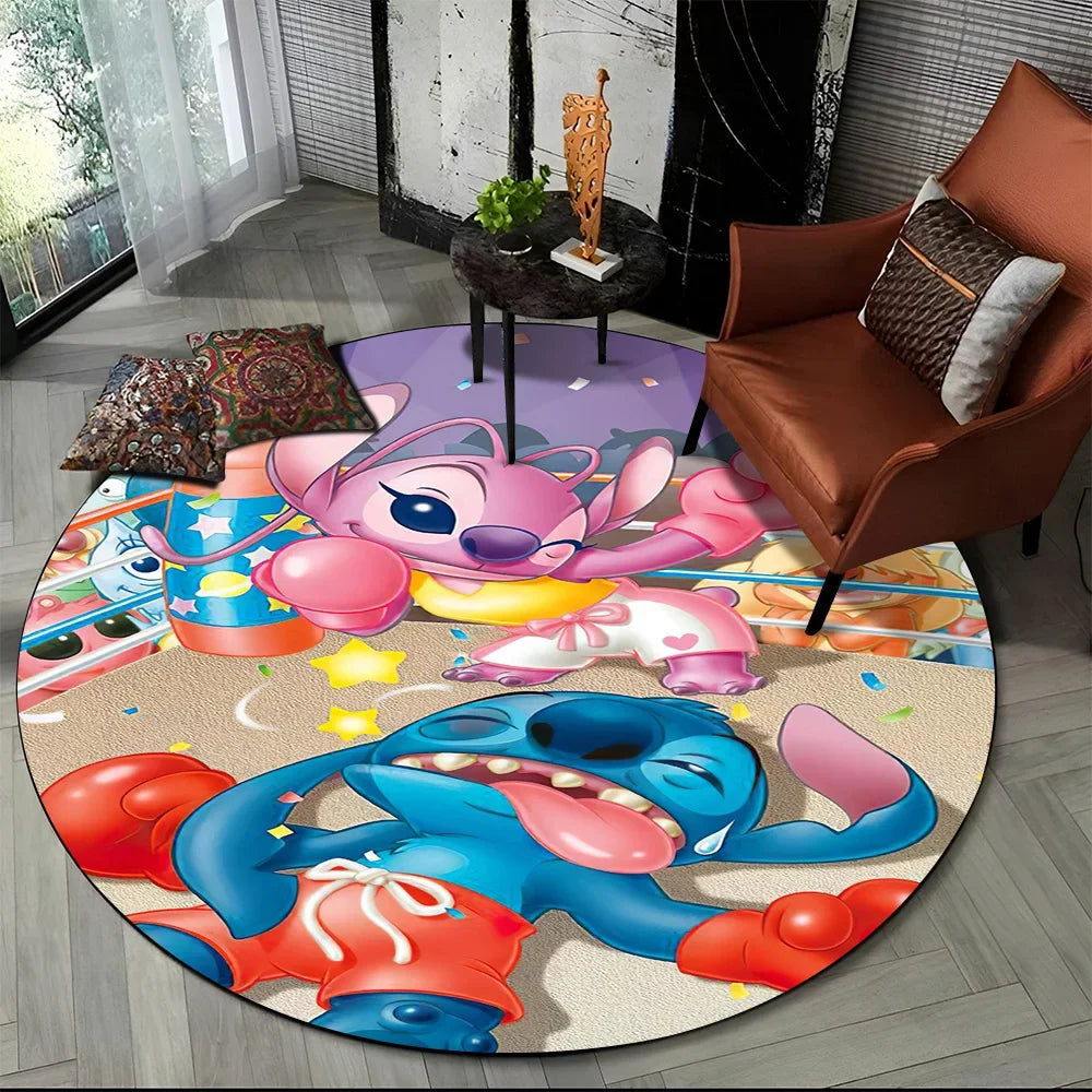 26 Style Cute Stitch Disney Cartoon Round Area Rug, Carpet Floor Mat