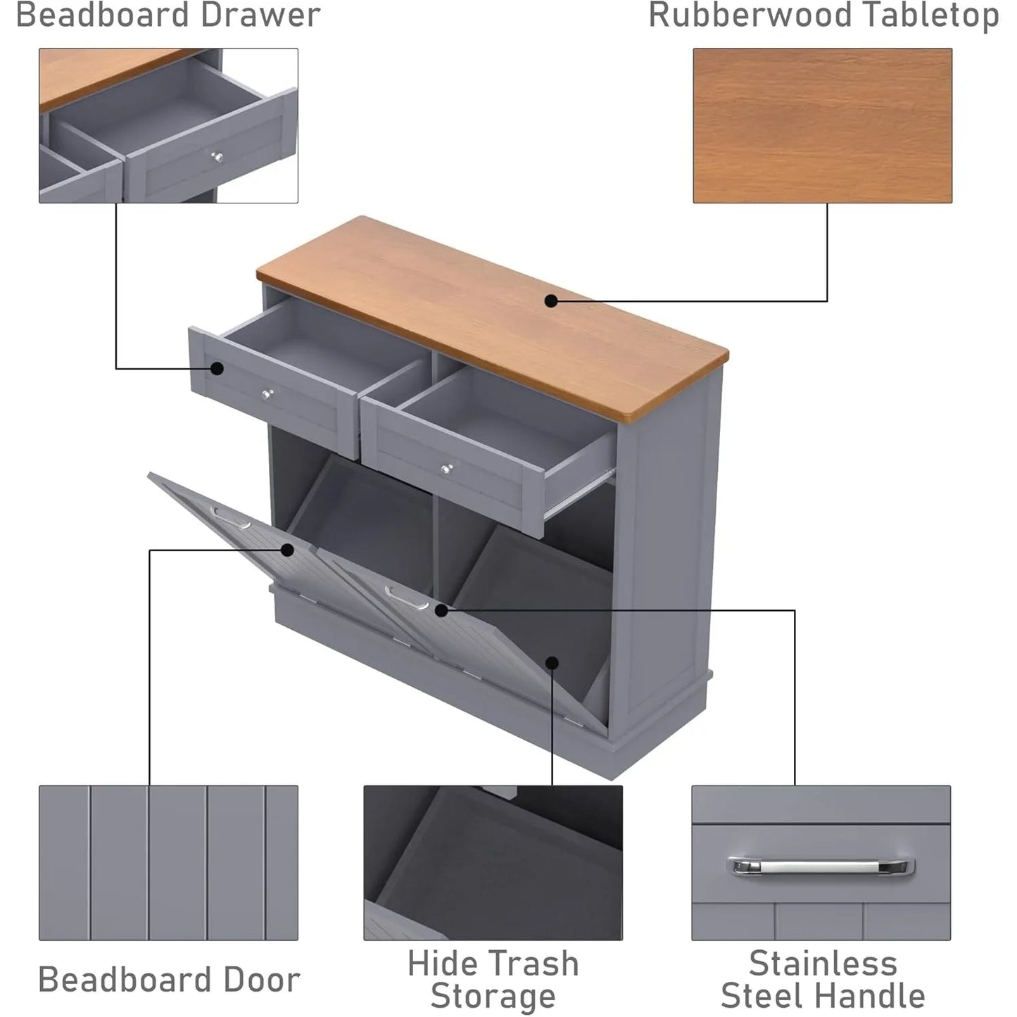 Double Tilt Out Trash Can Bin Kitchen Free Standing Laundry Sorter