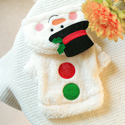 Pet Lamb Fleece Christmas Snowman Coat, Cat Clothing