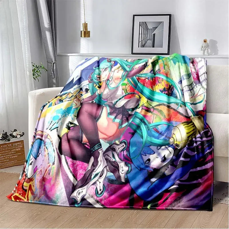 Anime Vocaloid Girl Blanket Kawaii Miku Lightweight Soft Bedspread