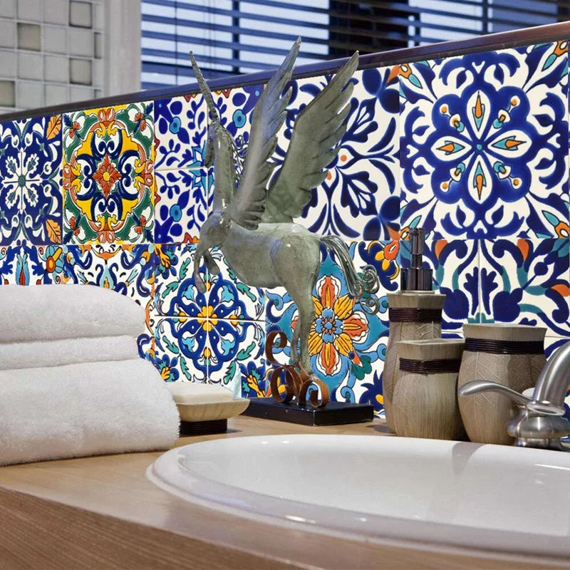 24PCS Moroccan Style Tile Sticker Removable Decals Backsplash